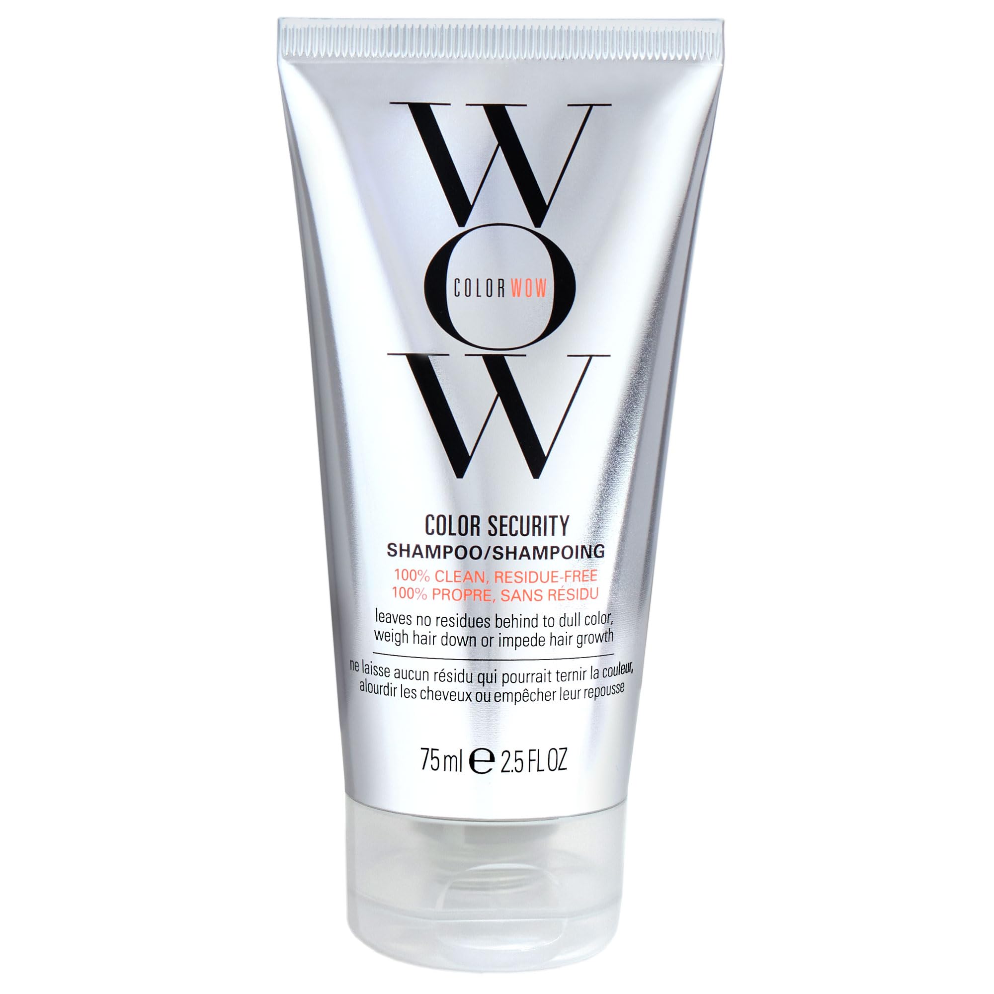 Color Wow Color Security Shampoo bottle shows a sulfate-free, residue-free formula for clean, refreshed hair.