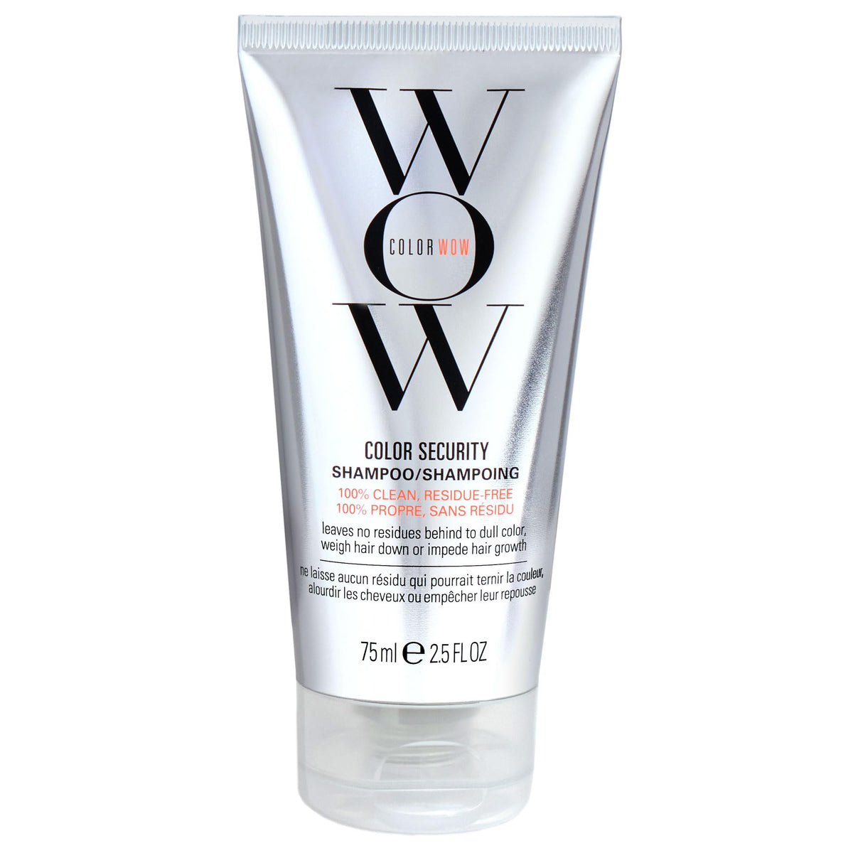Color Wow Color Security Shampoo bottle shows a sulfate-free, residue-free formula for clean, refreshed hair.