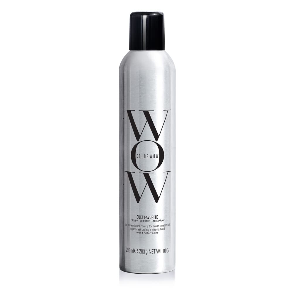 COLOR WOW Cult Favorite hairspray bottle showing lightweight hold and color protection.