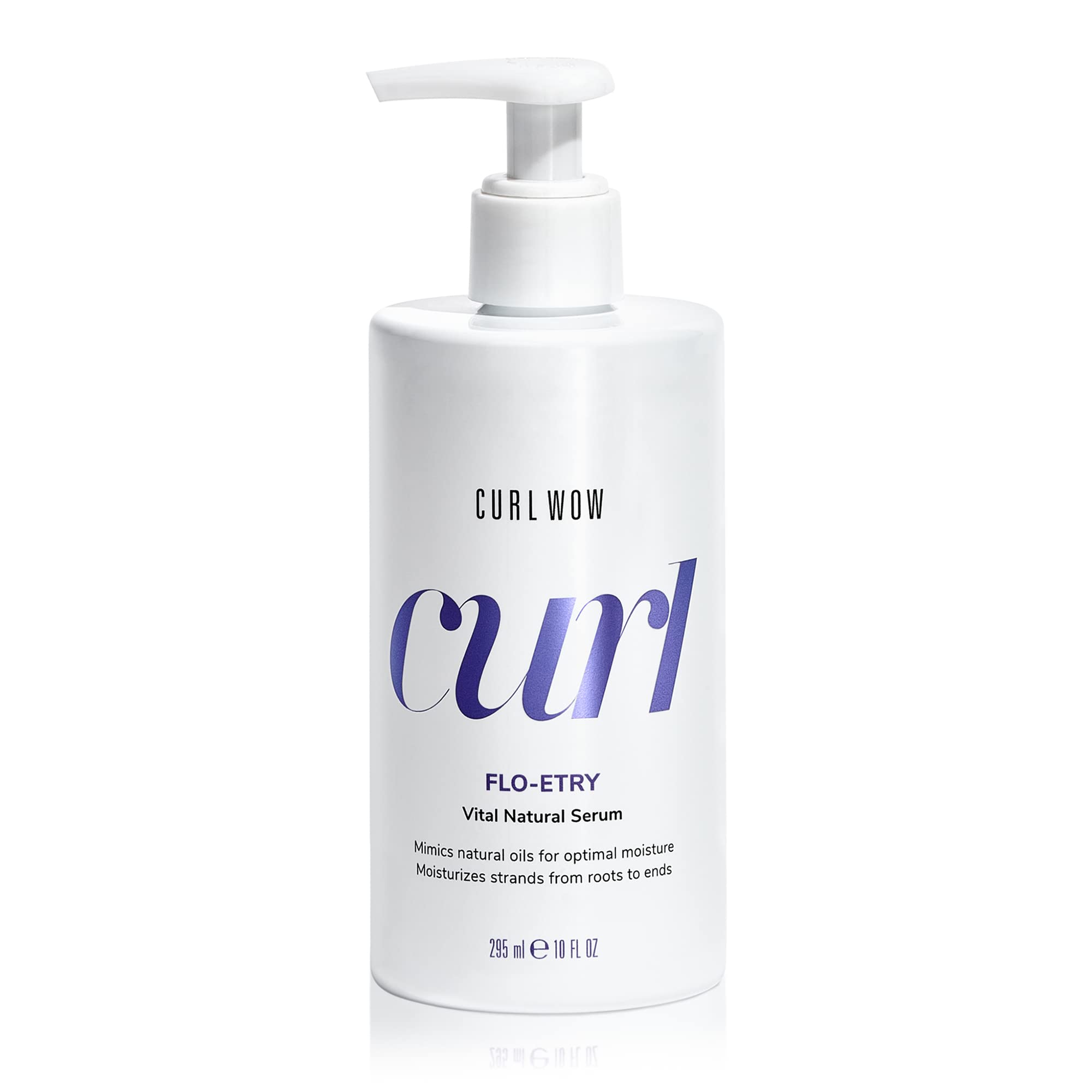 COLOR WOW Curl Wow FLO-ETRY serum bottle pour demonstrates lightweight hydration for curls.