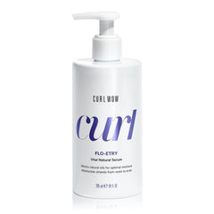 COLOR WOW Curl Wow FLO-ETRY serum bottle pour demonstrates lightweight hydration for curls.
