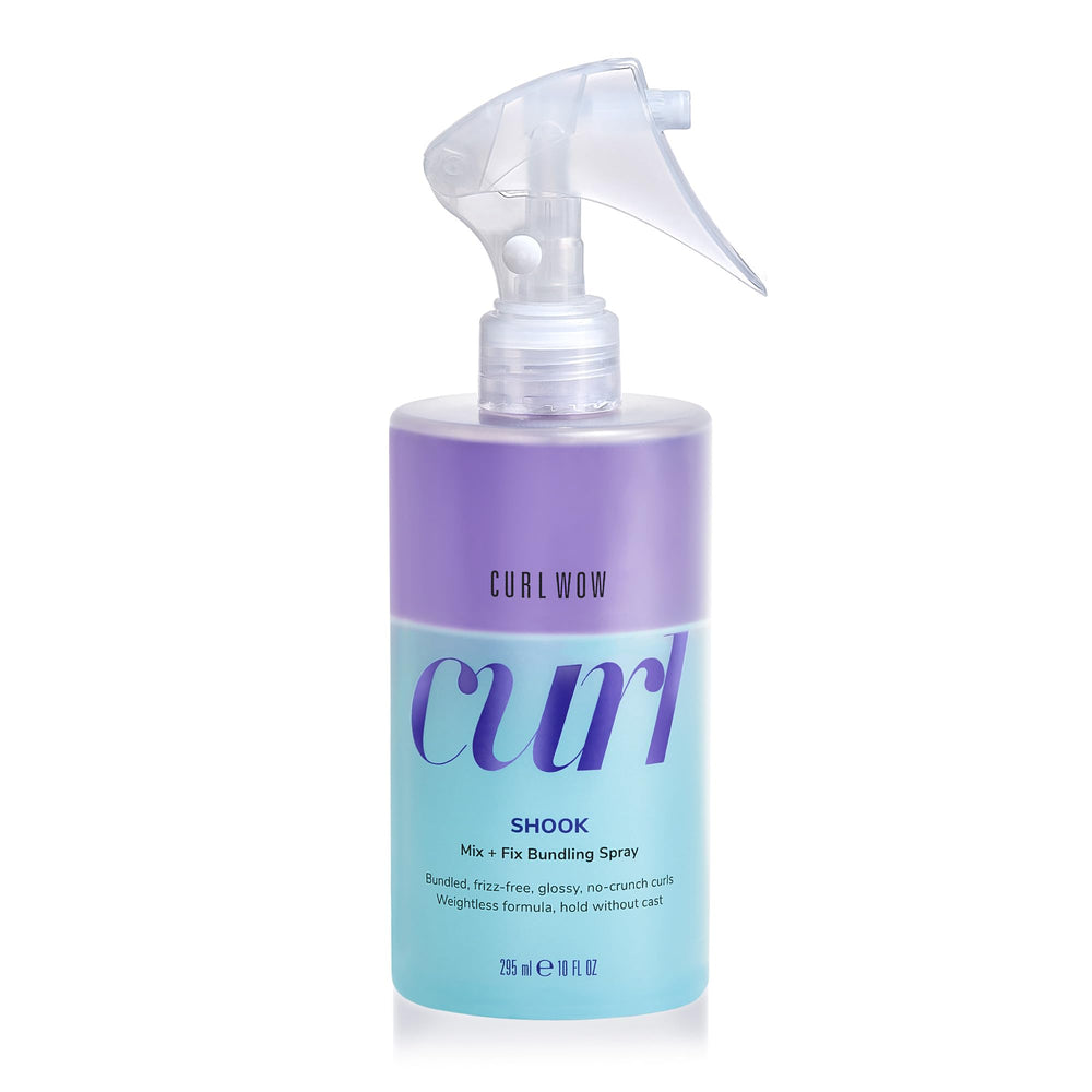 COLOR WOW Curl Wow Shook bottle pouring bi-phase hydration for frizz-free curls