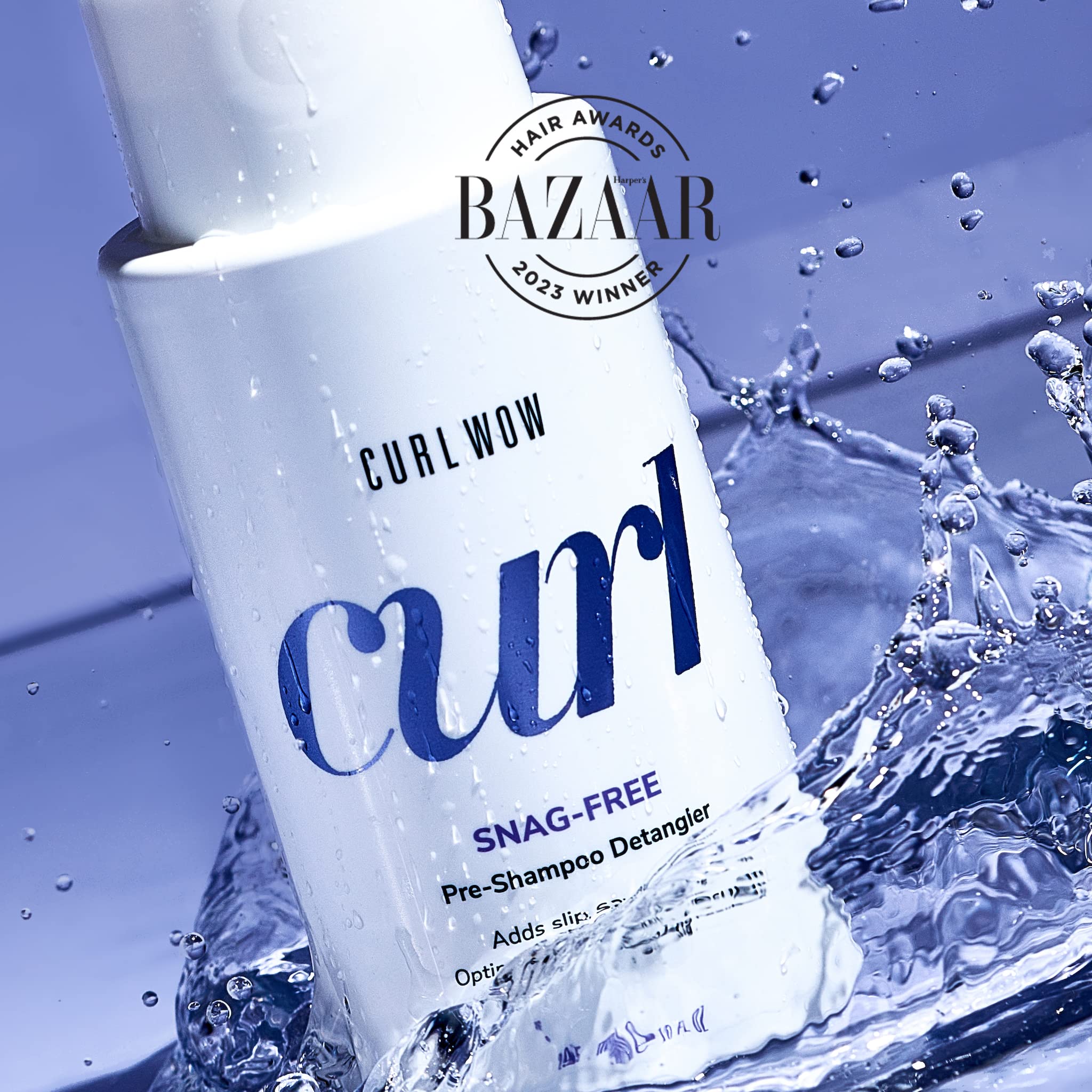 COLOR WOW Curl Wow Snag-Free Pre-Shampoo Detangler back label with quick benefits