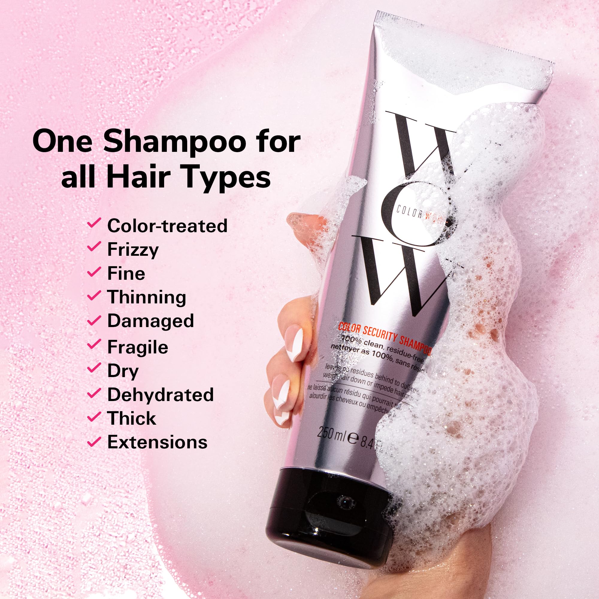 COLOR WOW Color Security Conditioner bottle provides lightweight hydration for fine hair.