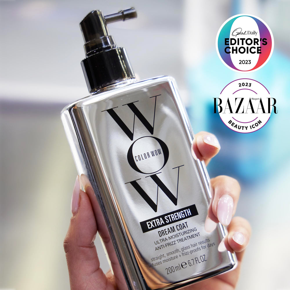 COLOR WOW Dream Coat glassy finish on straightened hair