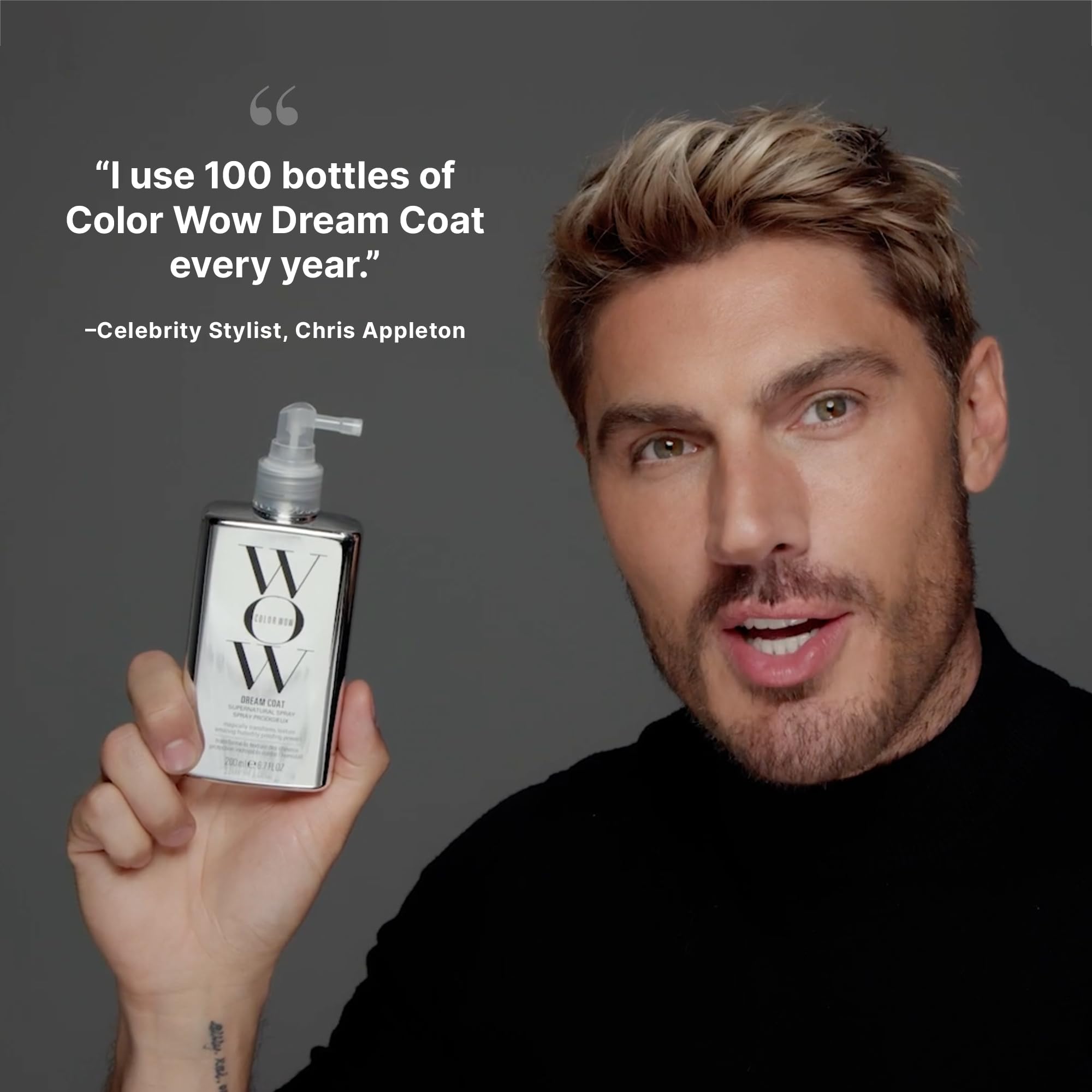 COLOR WOW Dream Coat hair after use reveals a glossy, frizz free finish