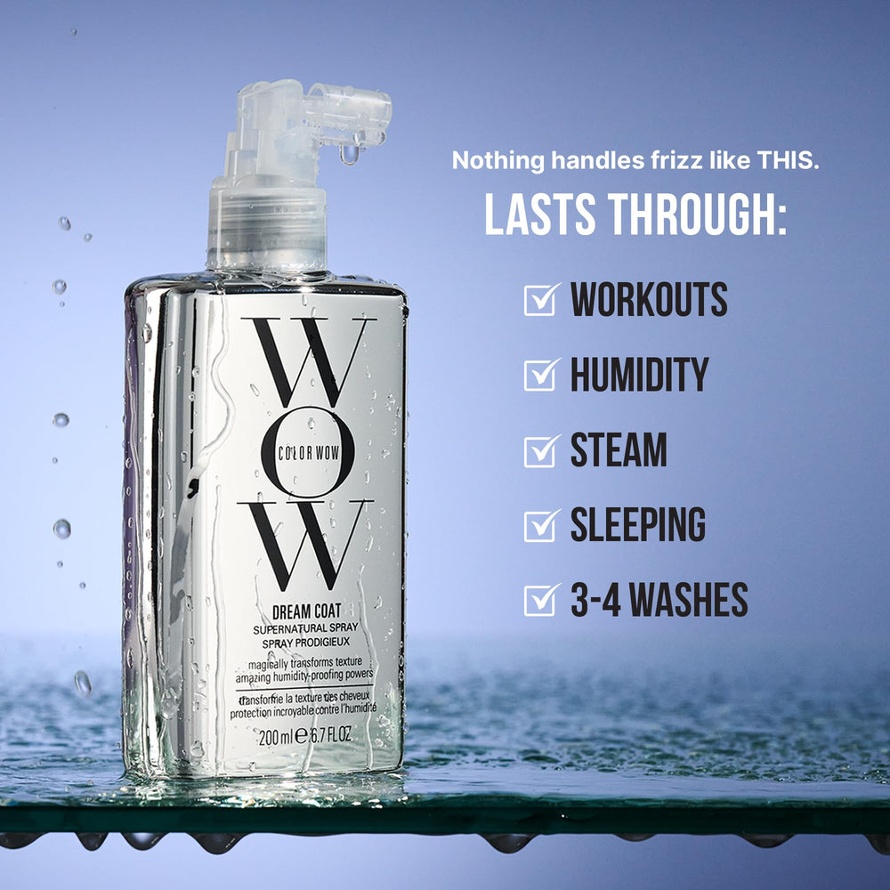 COLOR WOW Dream Coat hair gloss close up emphasizes sleek texture and humidity protection