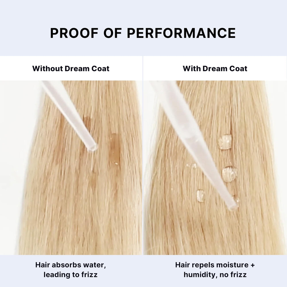 COLOR WOW Dream Coat model hair closeup highlights sleek, protected cuticle.