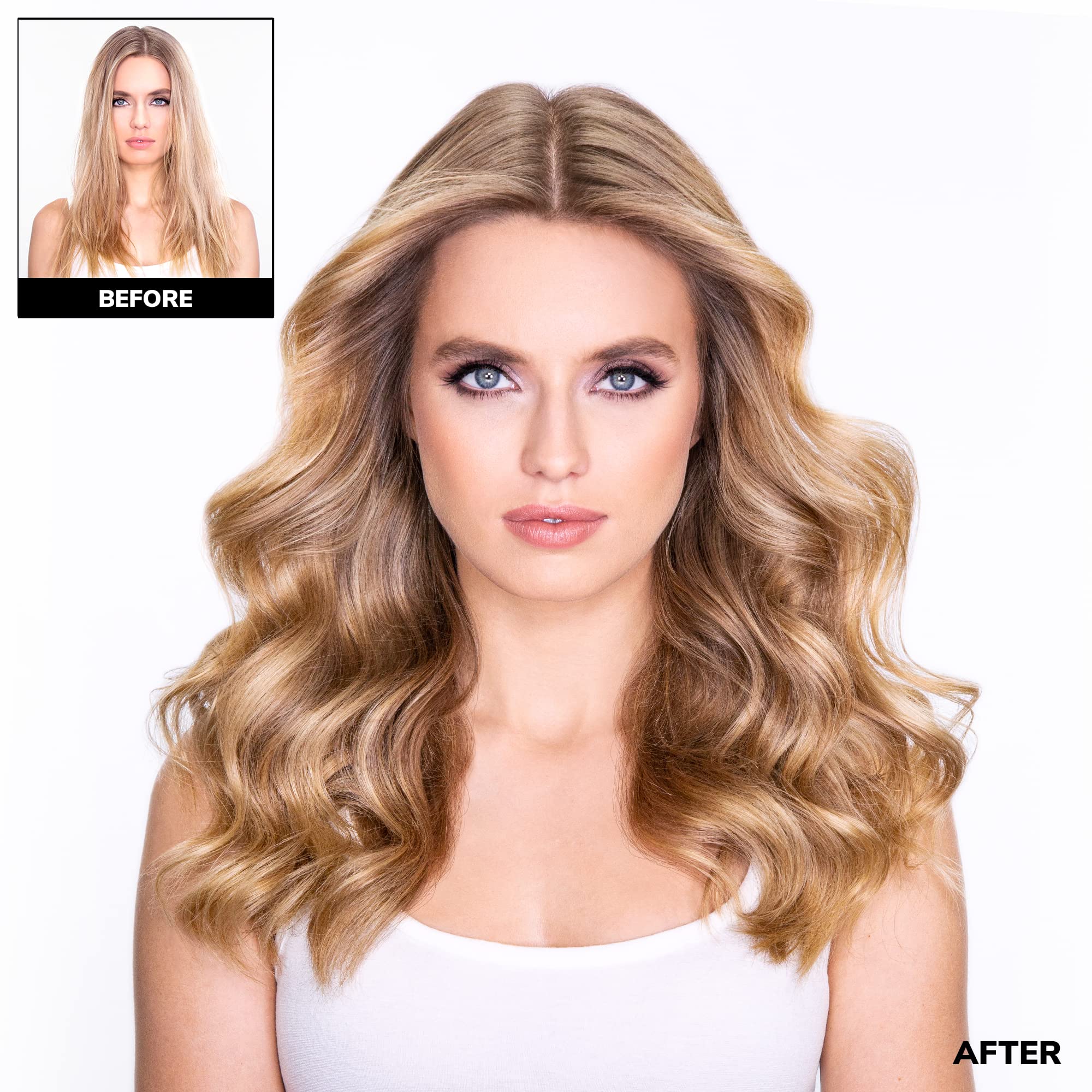 Before-and-after comparison with Dream Cocktail showing smoother, stronger-looking hair