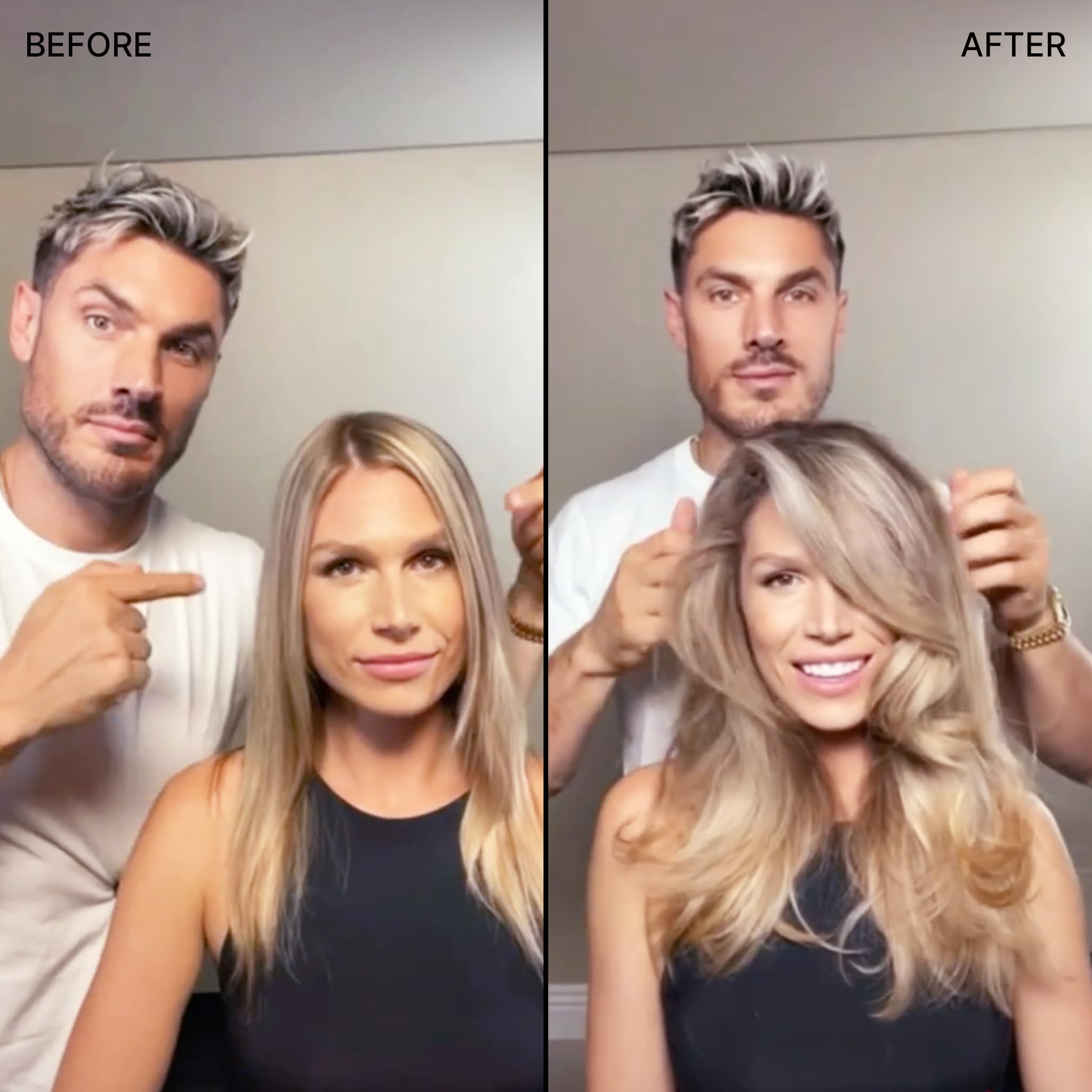 Damp hair ready for blow-drying with COLOR WOW Dream Cocktail.