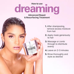 color wow dreaming translucent veneer on strands hints at protective surface and enhanced shine.
