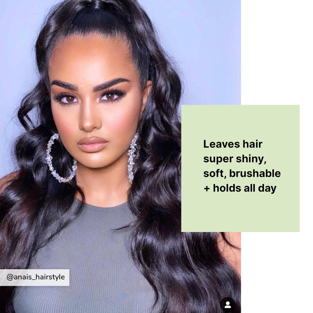 COLOR WOW hairspray illustrating humidity resistance and shine retention.