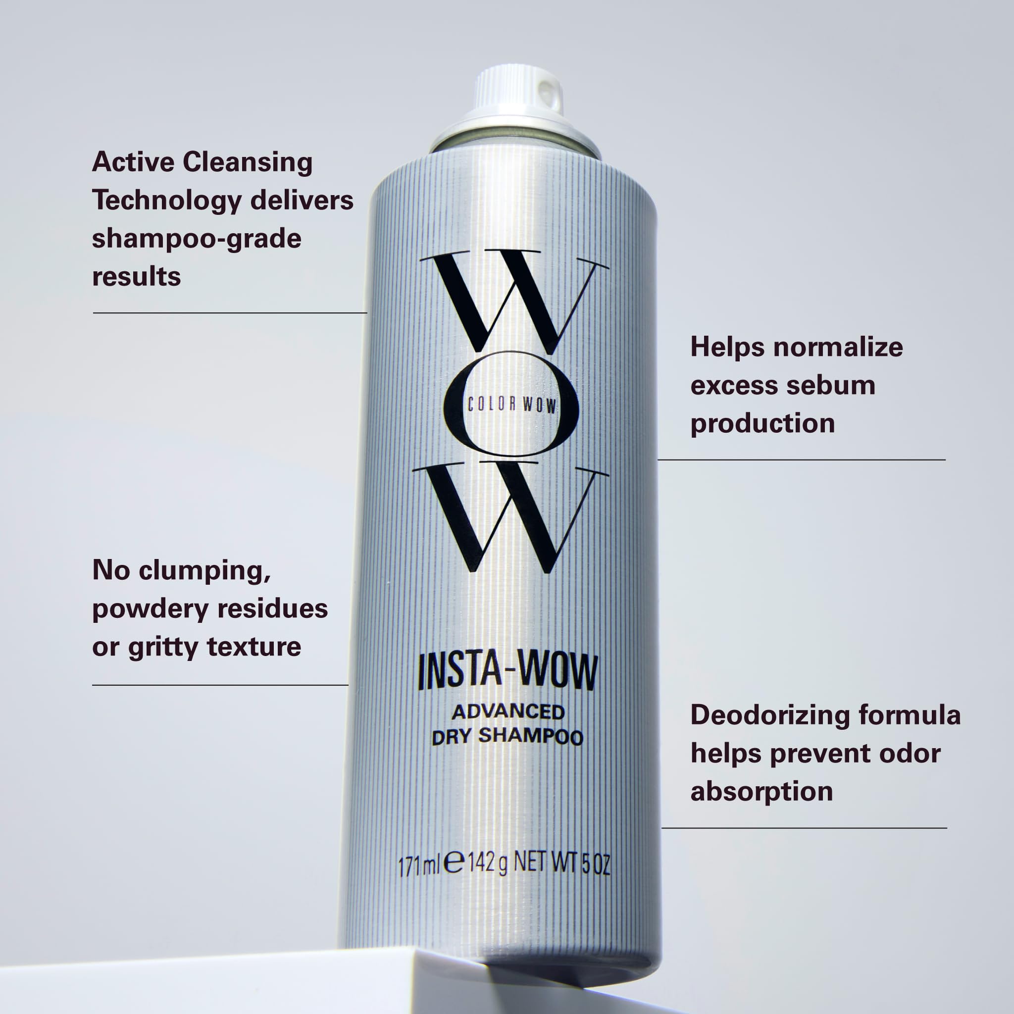 COLOR WOW Insta-WOW hair after use demonstrates cleaner roots and longer freshness