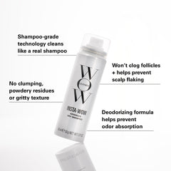 COLOR WOW Insta-WOW on hair after use reveals natural shine without powder