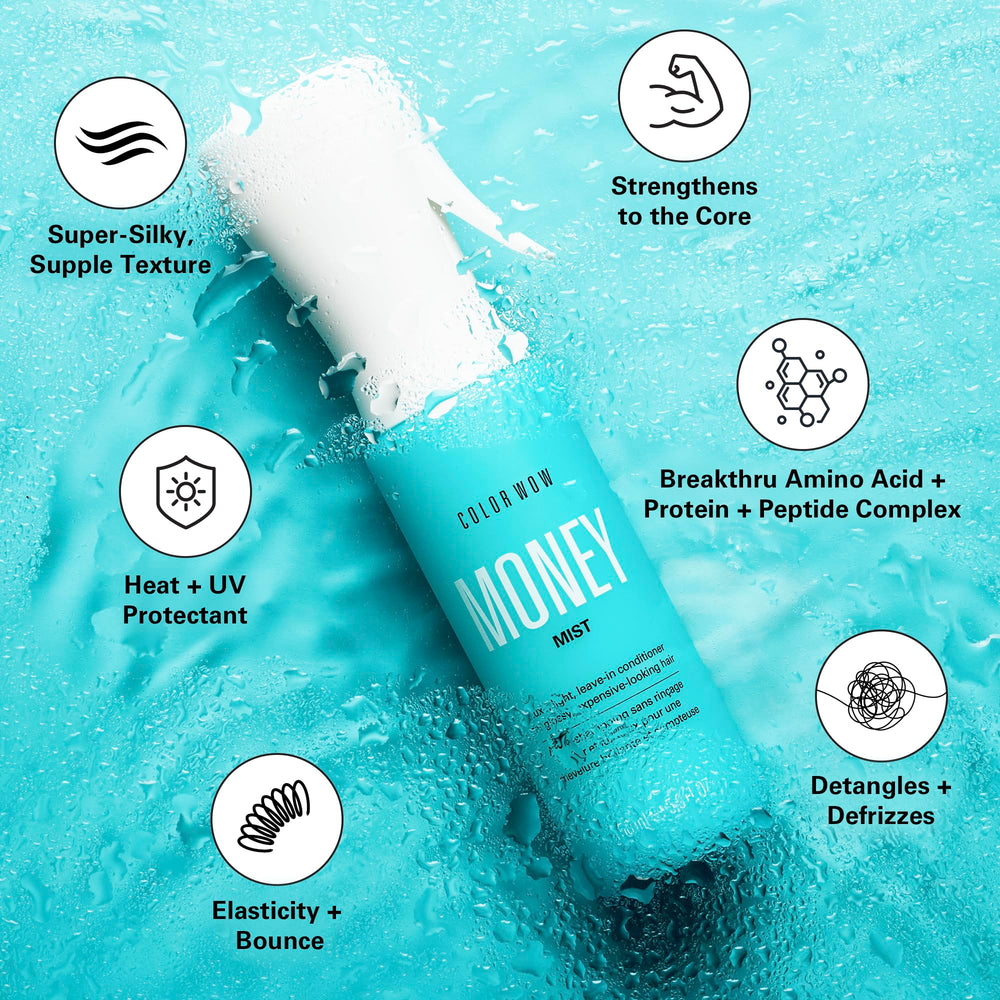 COLOR WOW Money Mist Baolized Amino Acid Complex provides strengthening.