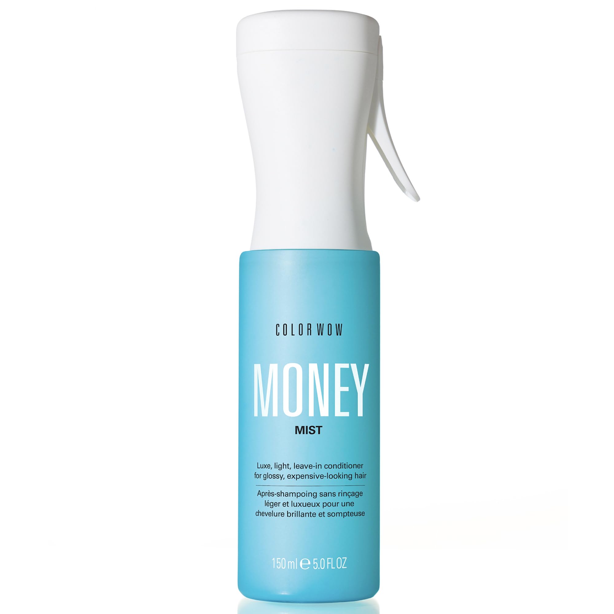 COLOR WOW Money Mist bottle front for instant glossy, frizz-free hair.