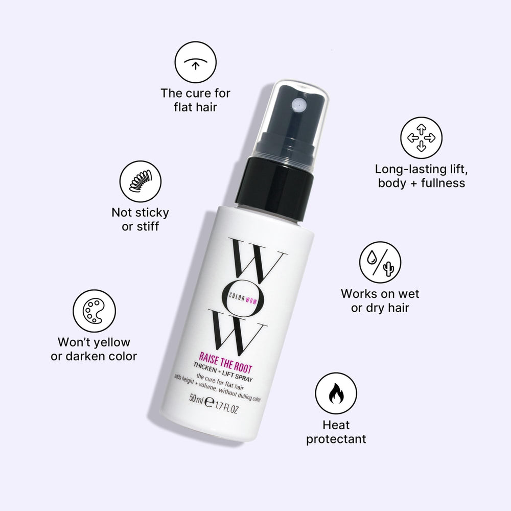 COLOR WOW Raise the Root applied to dry hair adds volume without stiffness.