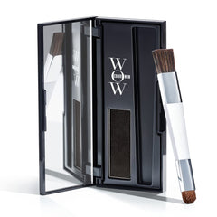 COLOR WOW Root Cover Up Black bottle demonstrates instant grey coverage with a natural finish.