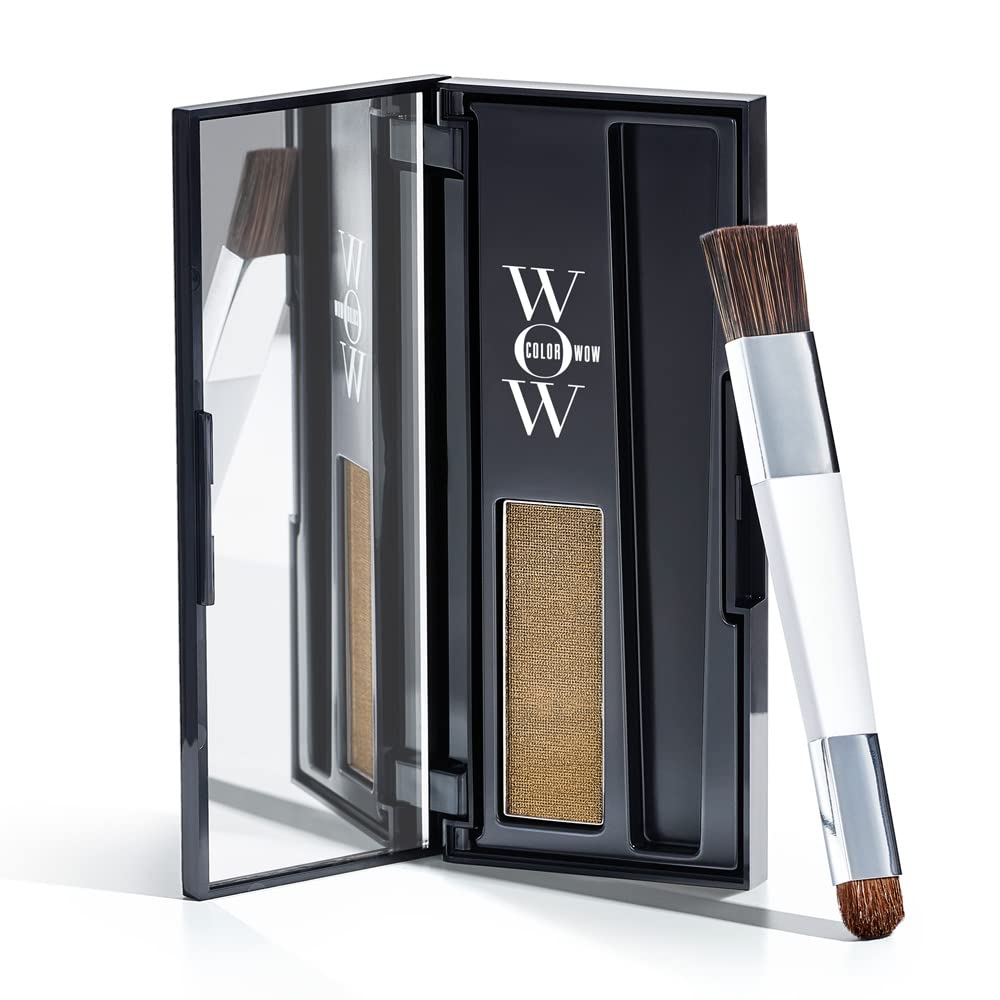 COLOR WOW Root Cover Up Dark Blonde bottle pour demonstrates instant grey coverage