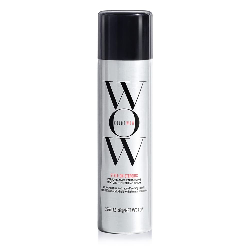 COLOR WOW Style On Steroids bottle showcases instant volume from texture spray.