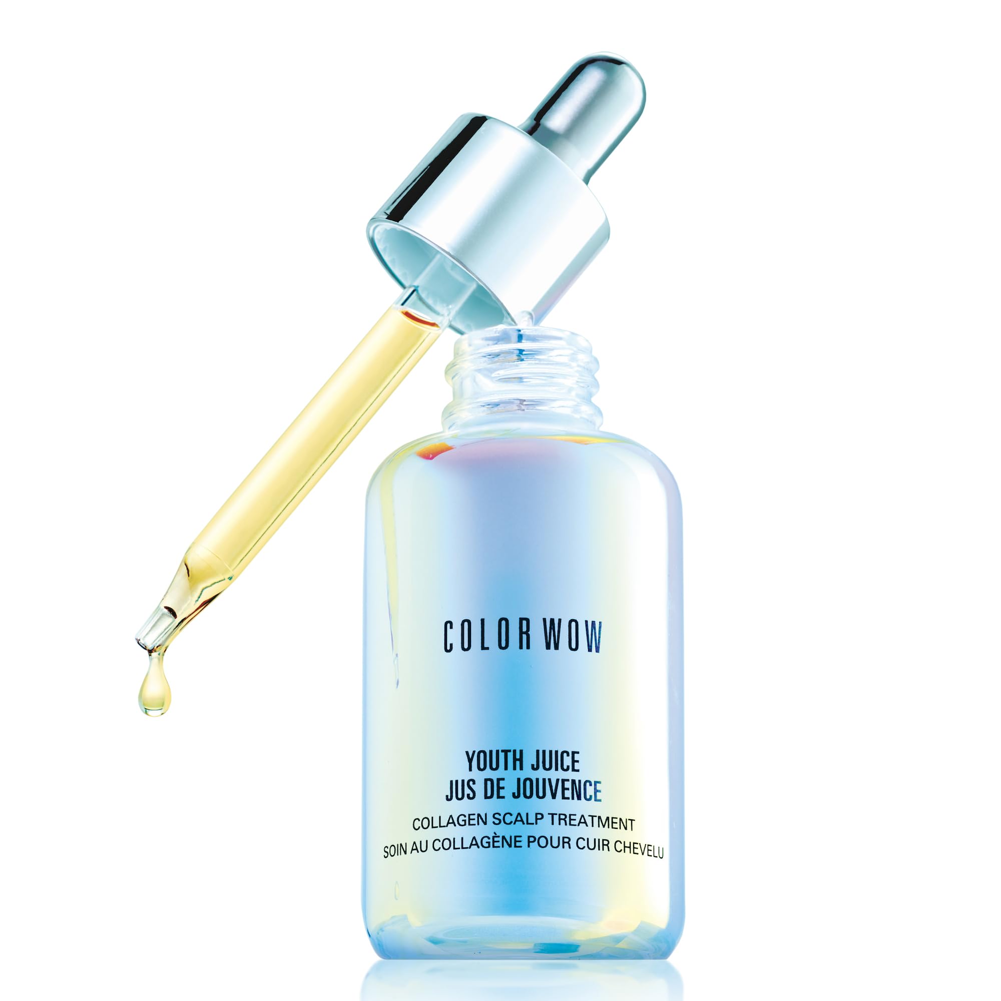 COLOR WOW Youth Juice Collagen Scalp Treatment bottle showing premium scalp care benefits for follicles