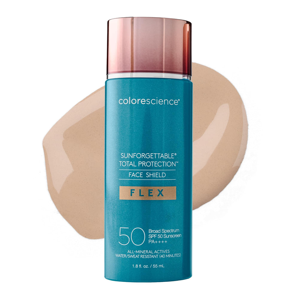 Colorescience Face Shield Flex Light front packaging showing SPF 50 protection