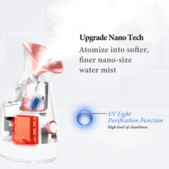 Colorfarm nano ionic facial steamer—sleek petal-nozzle design enabling gentle spa-like care.