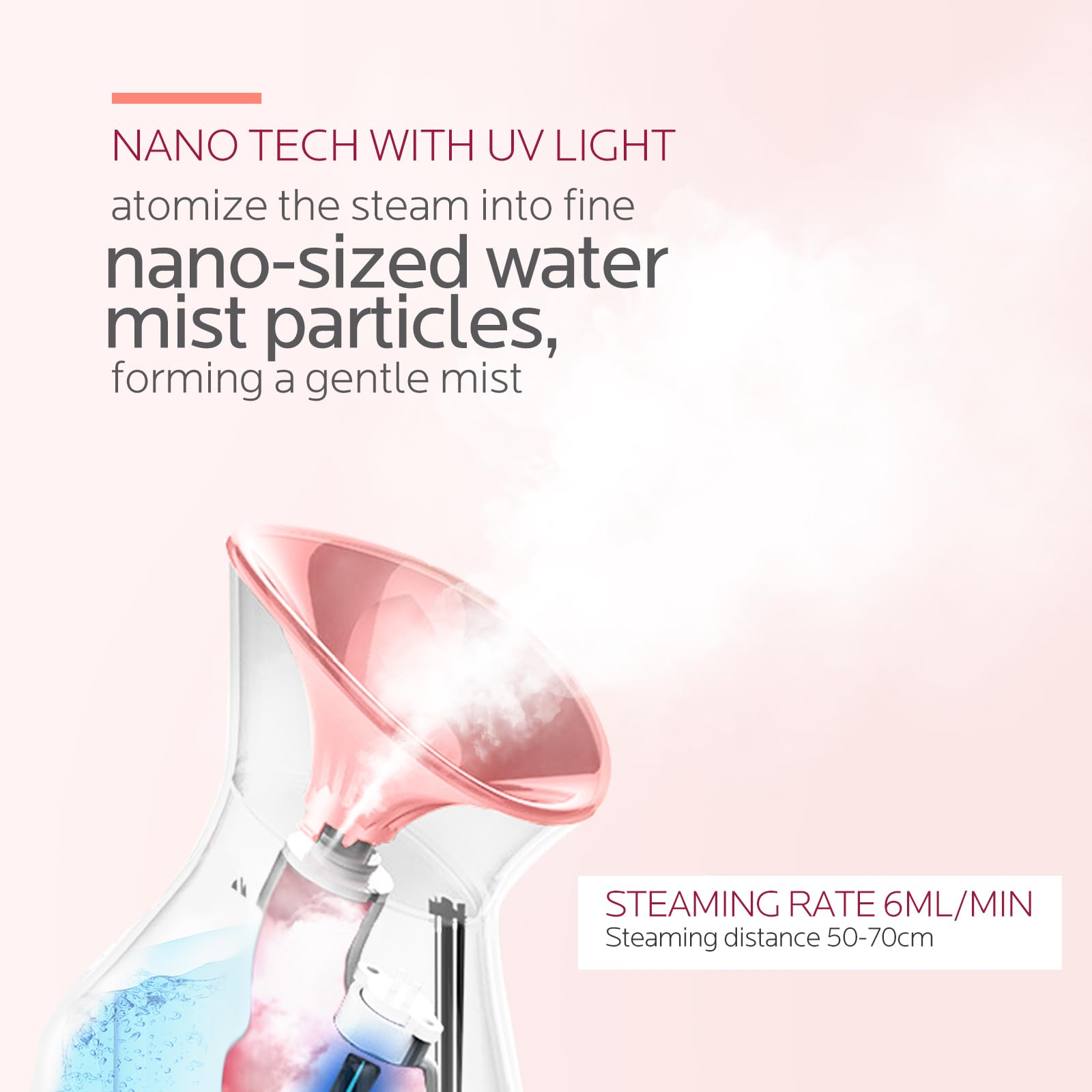Colorfarm nano ionic steamer mist closeup highlights ultra-fine mist for gentle cleansing