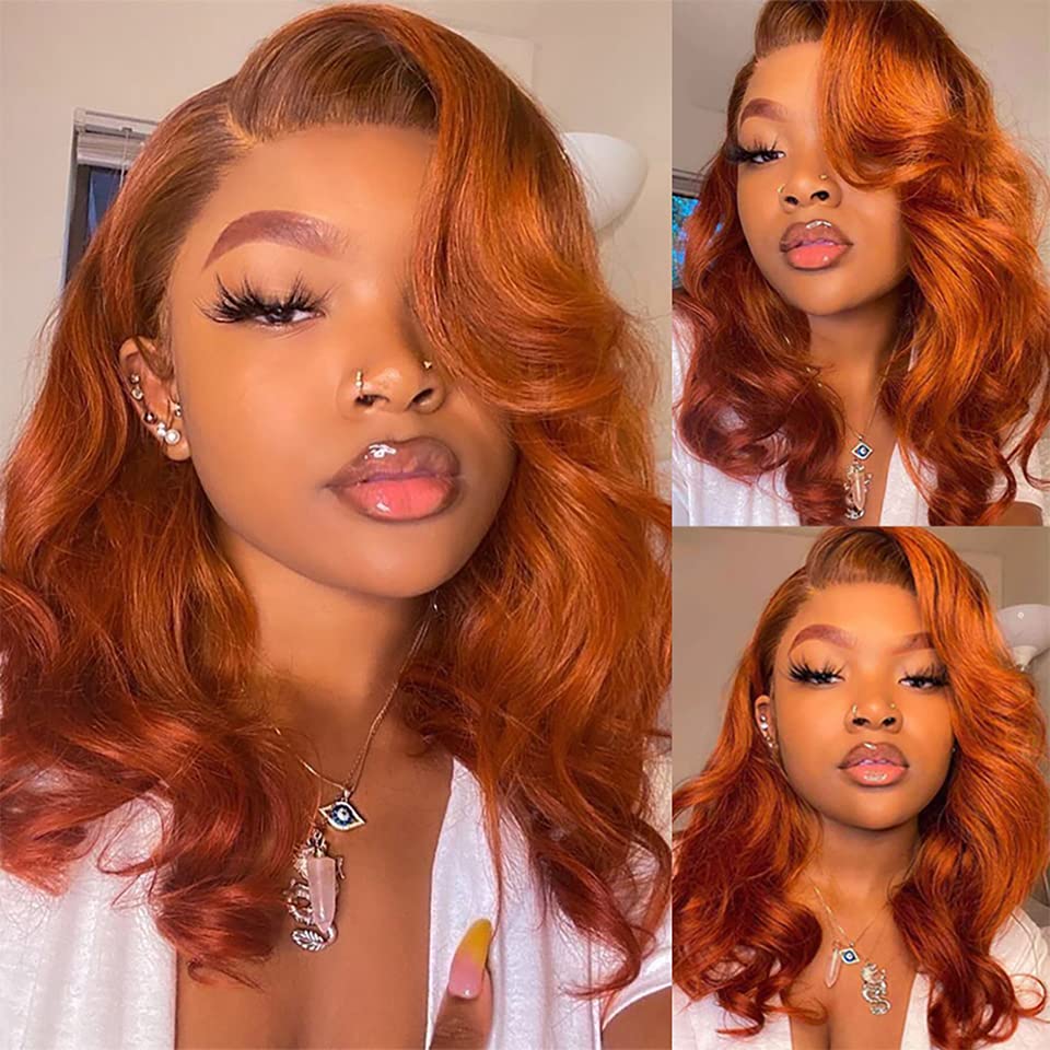 Colorful Bird 13x4 dark ginger lace front wig front view showing natural hairline.