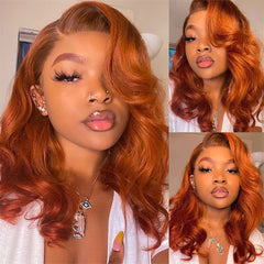Colorful Bird 13x4 dark ginger lace front wig front view showing natural hairline.