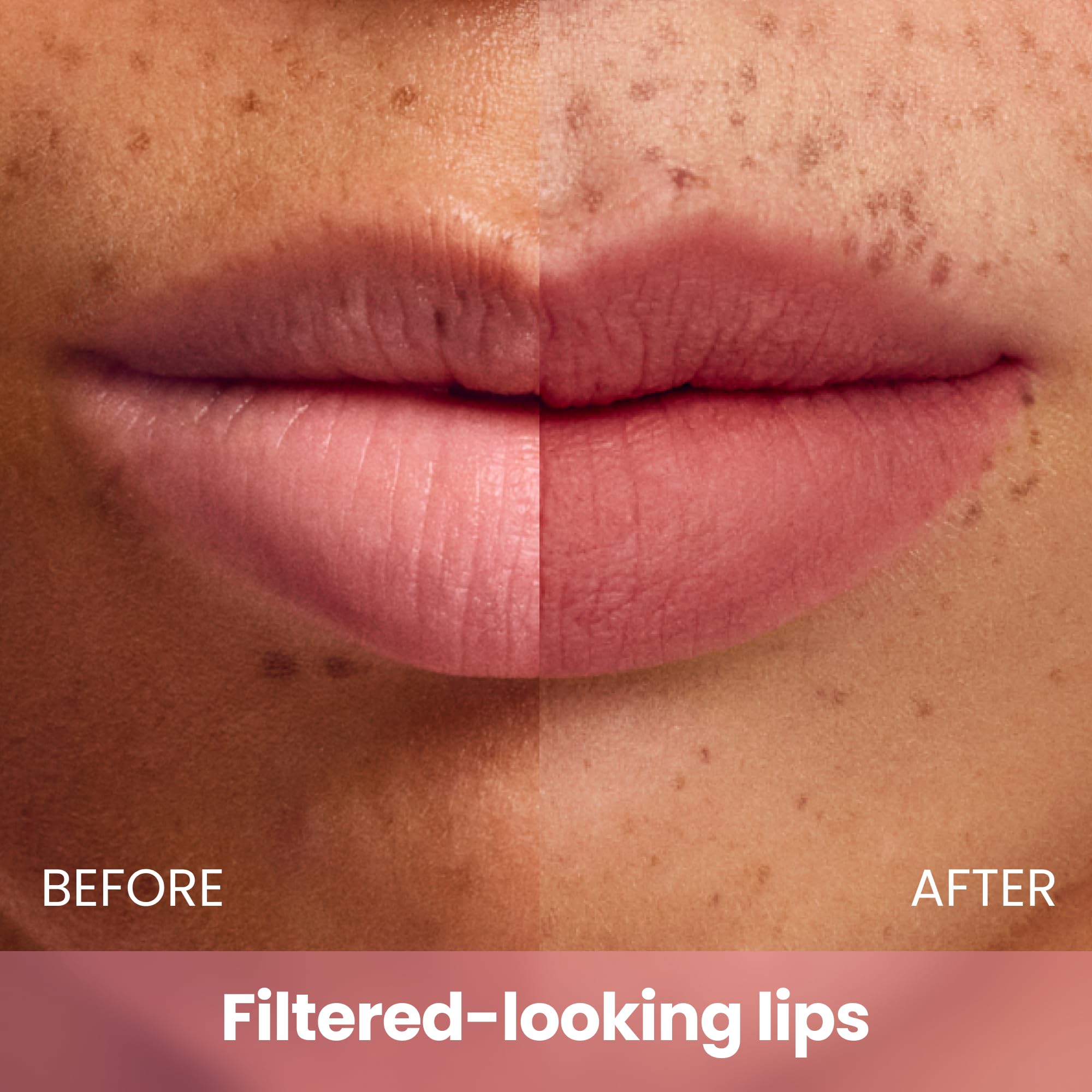 COLORGRAM Nude Blur Tint Romantic Coral lips swatches show natural, soft-blur color.