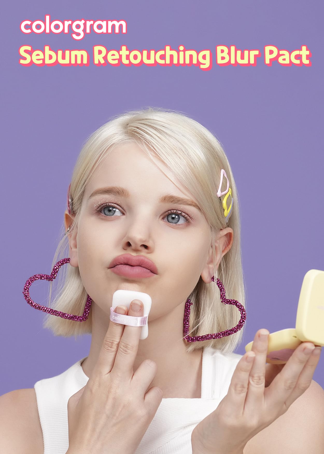 Colorgram Sebum Retouching Blur Pact cruelty-free formulation displayed in sleek packaging.
