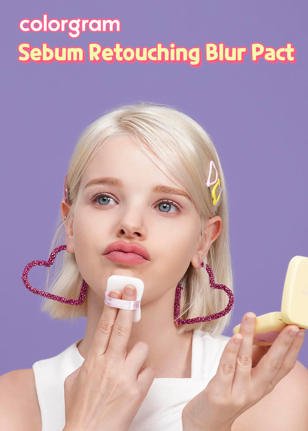 Colorgram Sebum Retouching Blur Pact cruelty-free formulation displayed in sleek packaging.