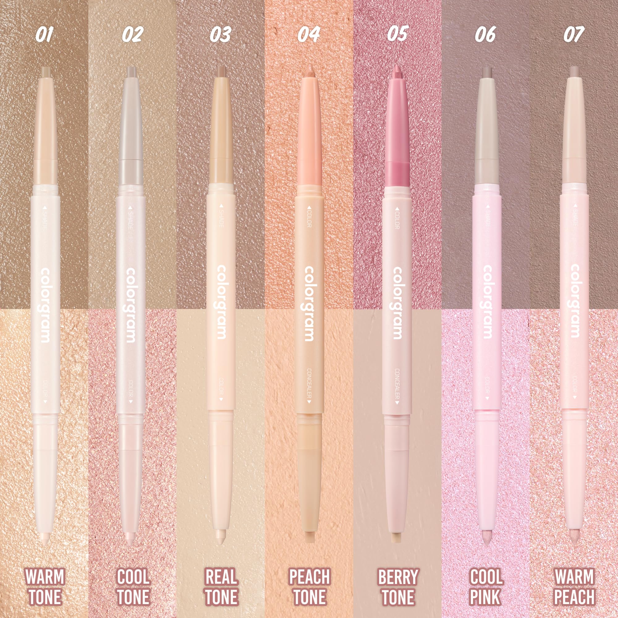 COLORGRAM Under Eye Highlighter Stick 03 real tone application swirl demonstrates smooth blend for bright, awake eyes.