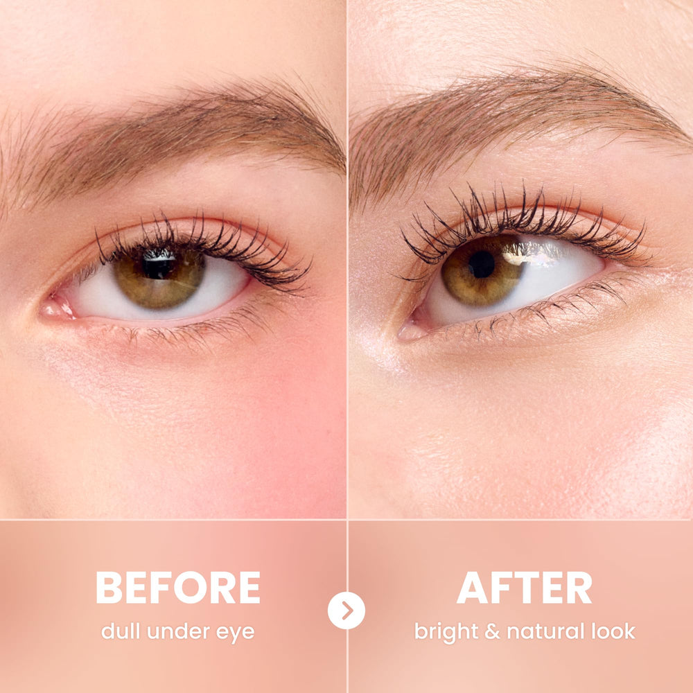 COLORGRAM Under Eye Highlighter Stick 03 real tone natural look with subtle shimmer under eyes.