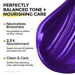 COLORLOMO Bye Bye Yellow Shampoo foamy lather prevents brassiness with even tinting.