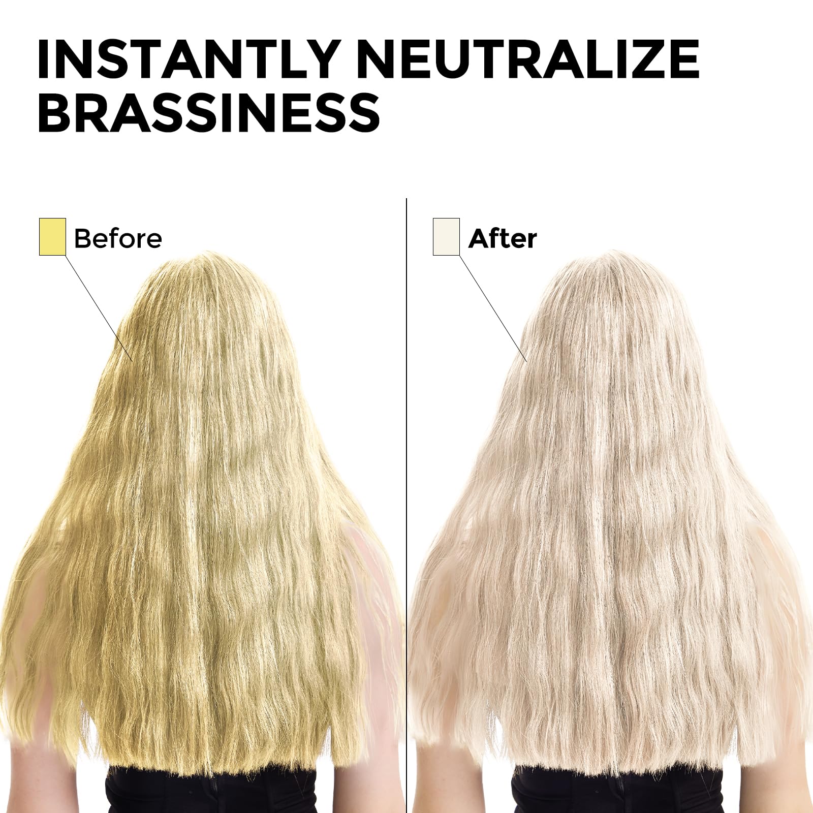 COLORLOMO Bye Bye Yellow Shampoo pump demonstrates easy, even application.