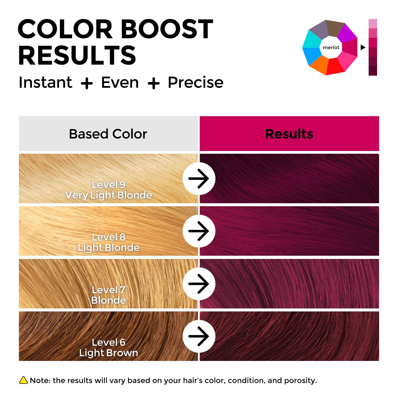 COLORLOMO Merlot rich purple-red tone appears on hair for deep color.