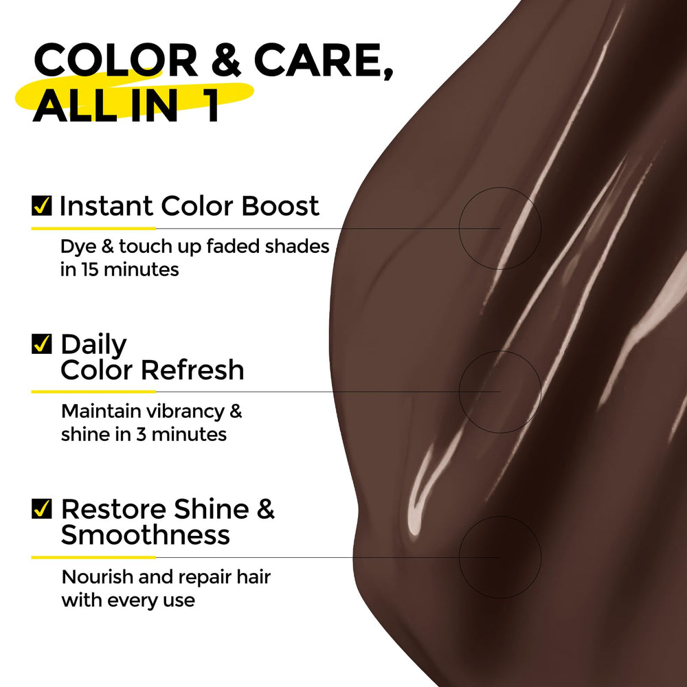 COLORLOMO Mocha applying-hair shows even color deposit on dry strands.