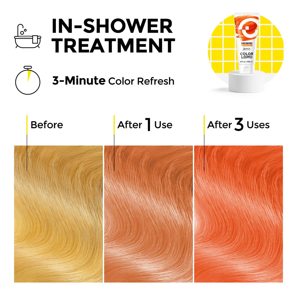 COLORLOMO vibrant orange-toned hair after treatment result