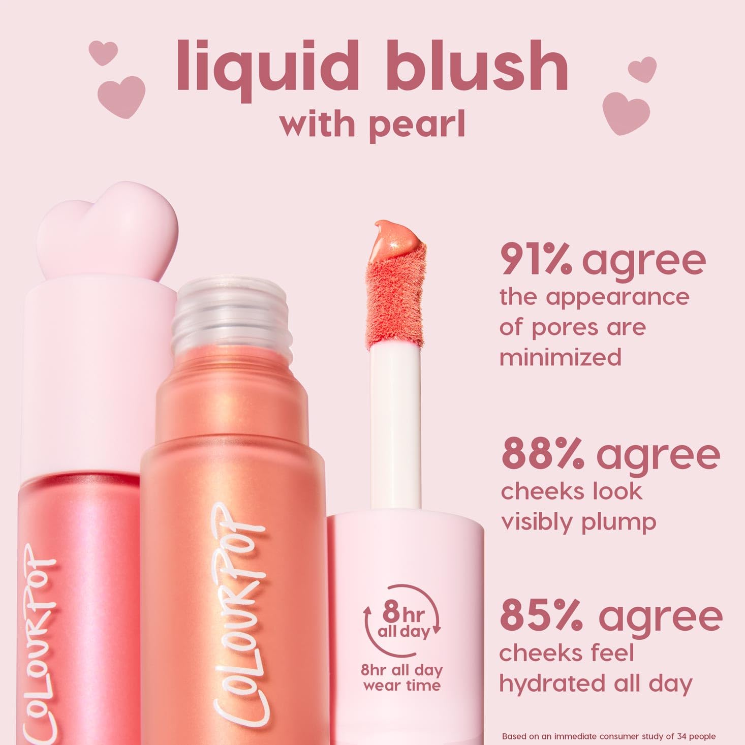 ColourPop Weightless Liquid Blush pearlescent finish adds a luminous glow.