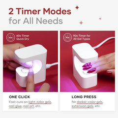 COLORTIFIC Mini UV Light shows two timers for flexible curing options.