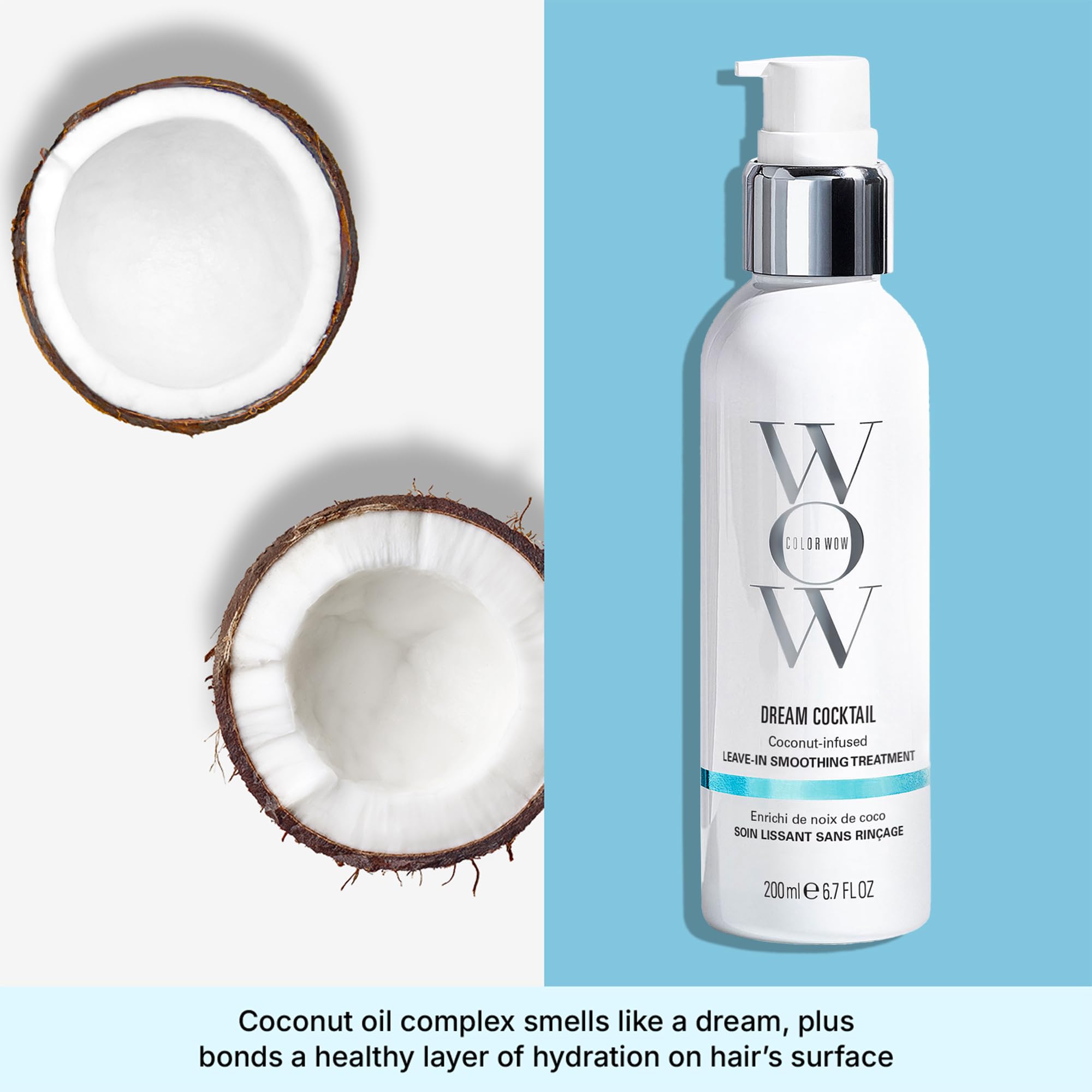 COLOR WOW Dream Cocktail activated by blow-dry heat for instant hydration.