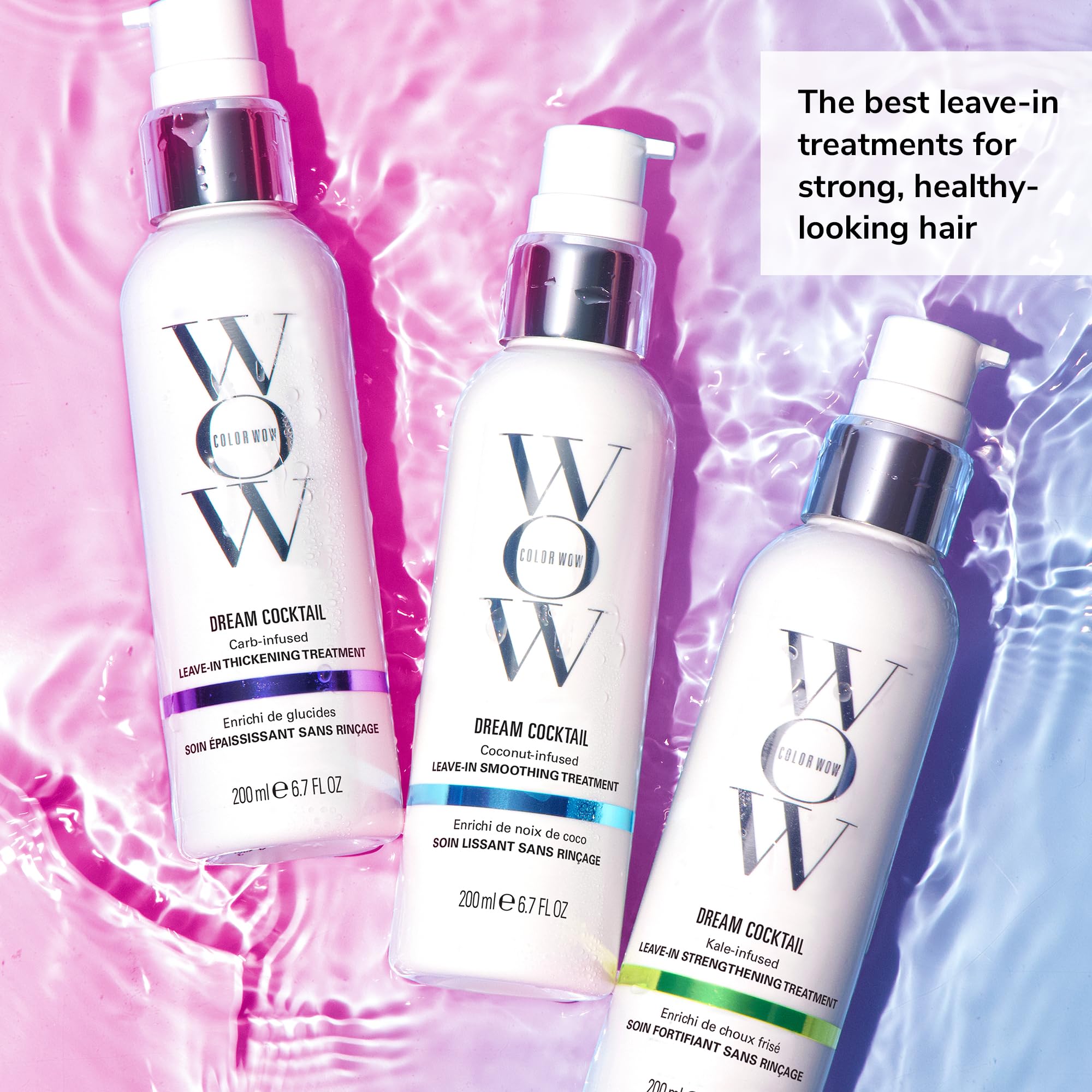 COLOR WOW Dream Cocktail suits color-treated hair, helping maintain shine.