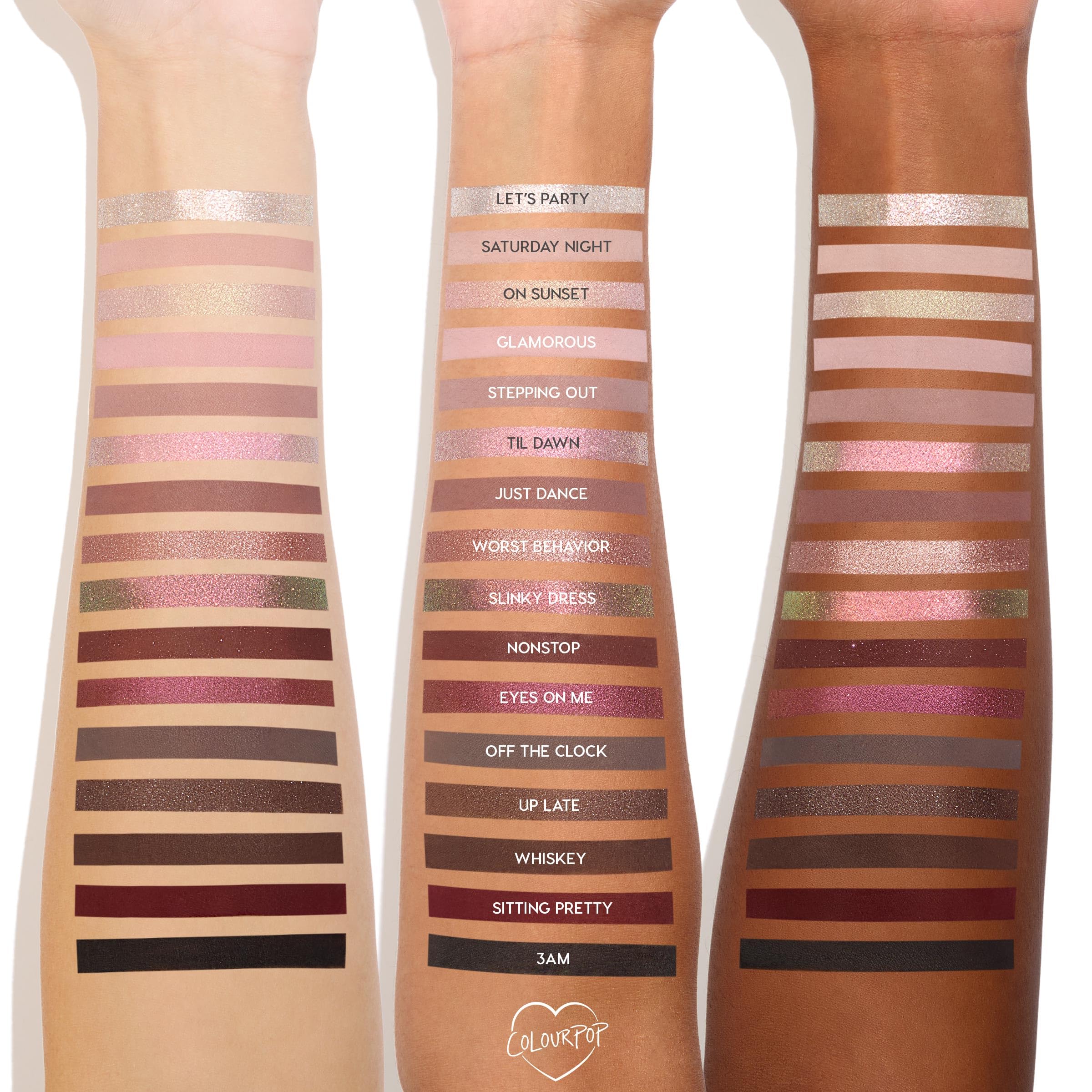 ColourPop After Hours glitter shades spark dramatic eye statements with secure wear.