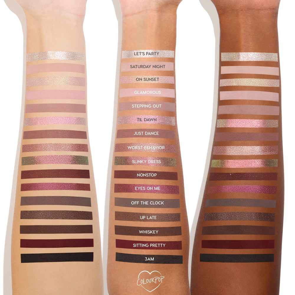 ColourPop After Hours glitter shades spark dramatic eye statements with secure wear.