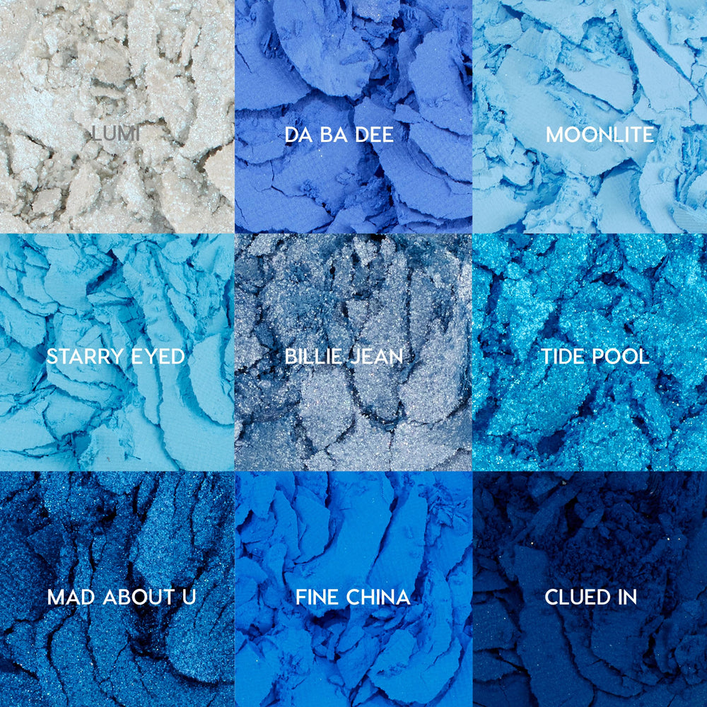 ColourPop Blue Moon palette application with brushes demonstrates smooth blending.