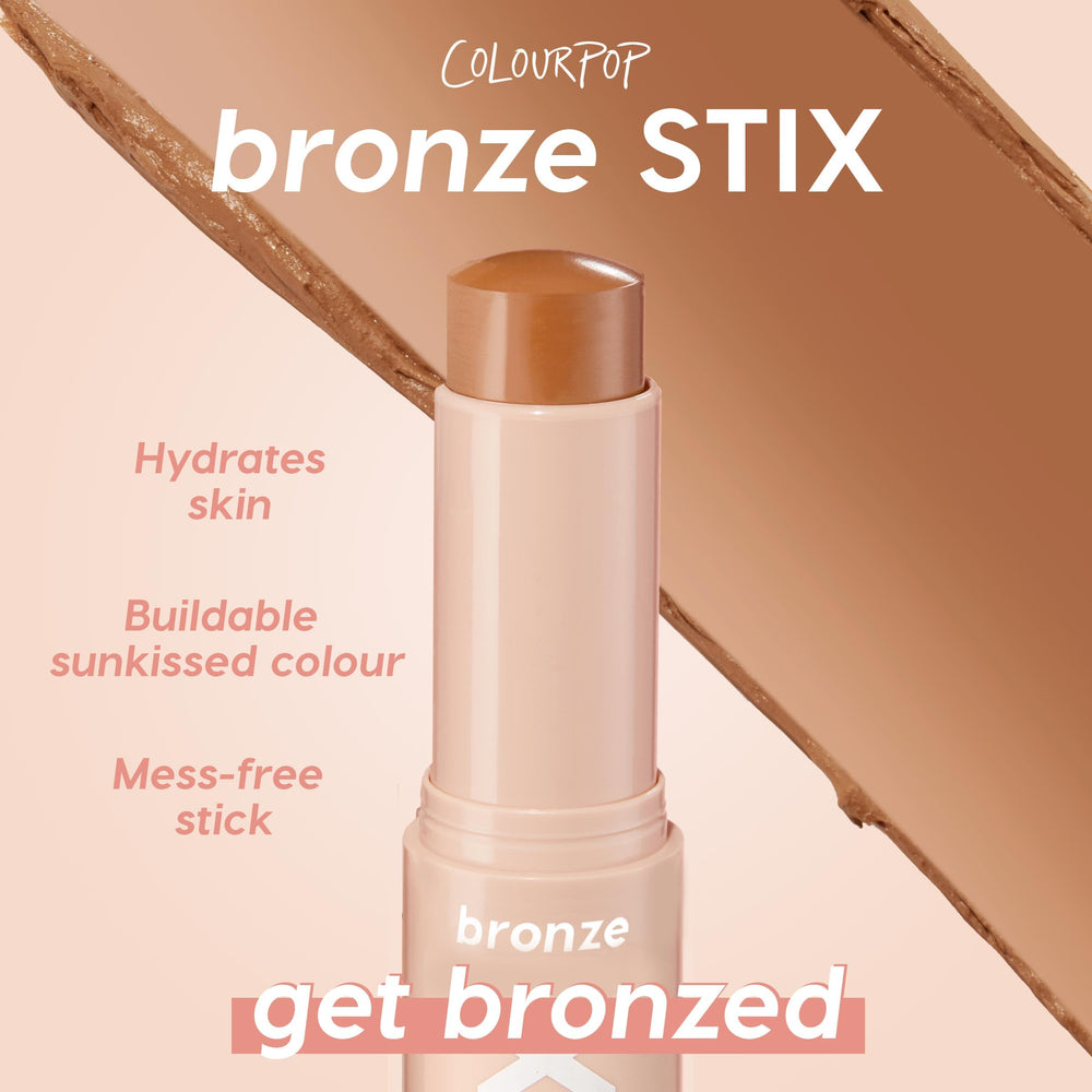 ColourPop Cream Bronzer Stick blended with fingertips for effortless shading.