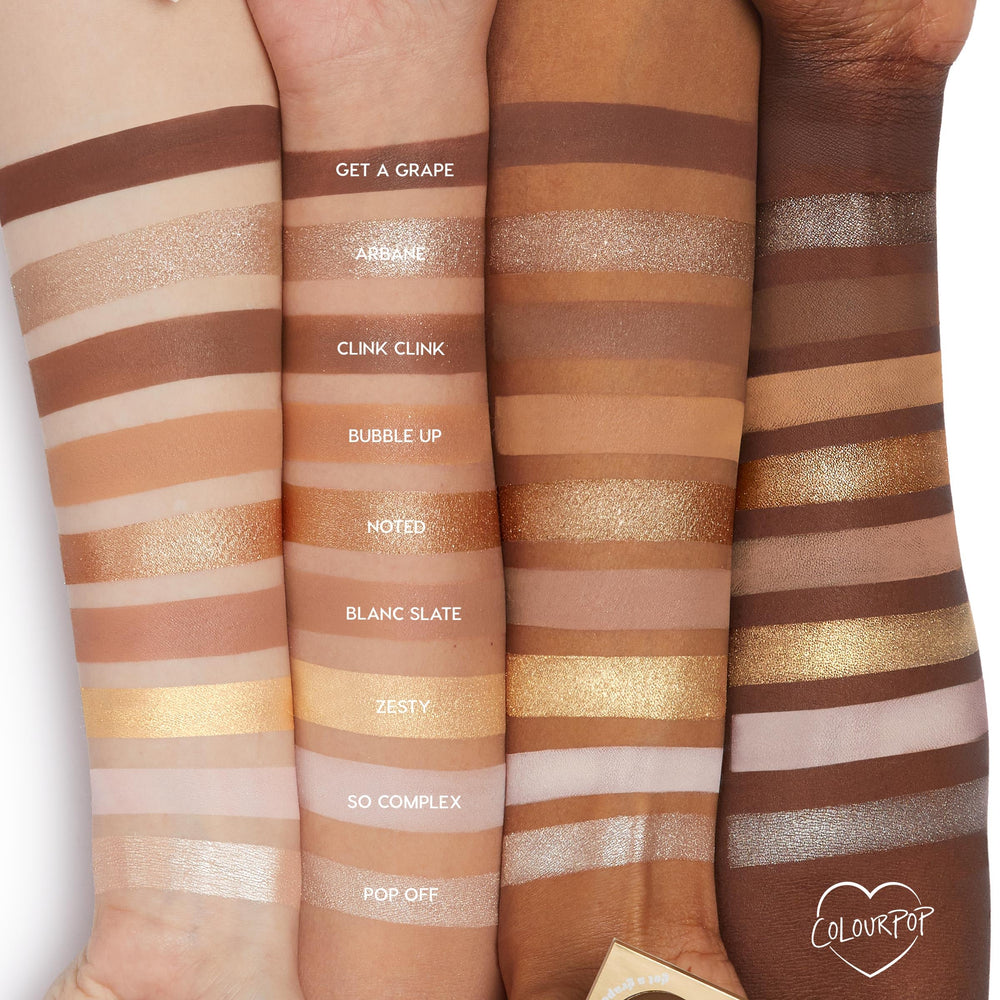 ColourPop Feelin' Bubbly detailed shot highlights creamy matte browns and sparkling metallics