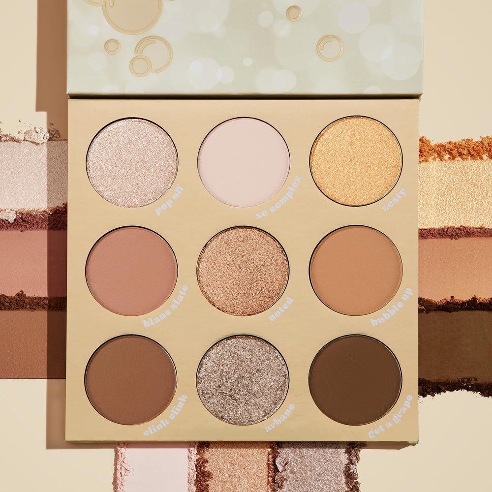 ColourPop Feelin' Bubbly swatches reveal metallic gold and champagne shades for glam lids